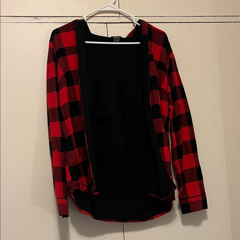 Eddie Bauer Red and Black Plaid Button Down Shirt